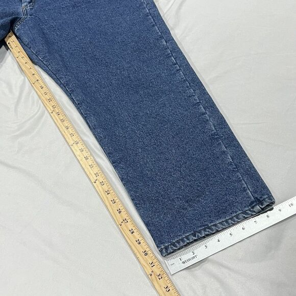 LL Bean Men Lined Relaxed Double‎ L Heavy Blue Denim Straight Jeans Size 42X31 - Picture 12 of 13